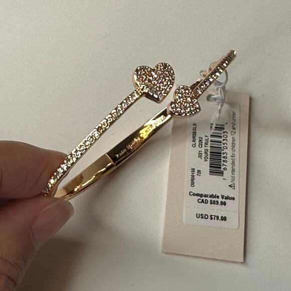 Kate Spade yours truly Heart pave open hinge cuff Bracelet Rose Gold (Damage) - Picture 12 of 12